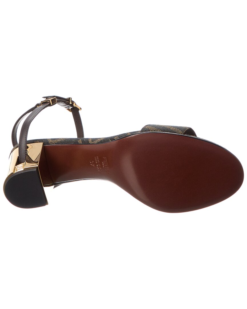Fendi Delfina Ff Jacquard & Leather Sandal, 41, Brown