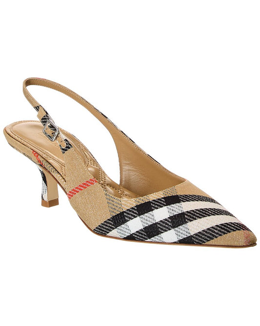 Burberry Birdie Check Canvas Slingback Pump