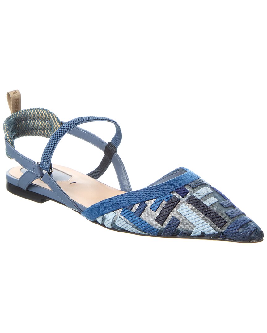 Fendi Colibri Lite Mesh & Leather Slingback Flat