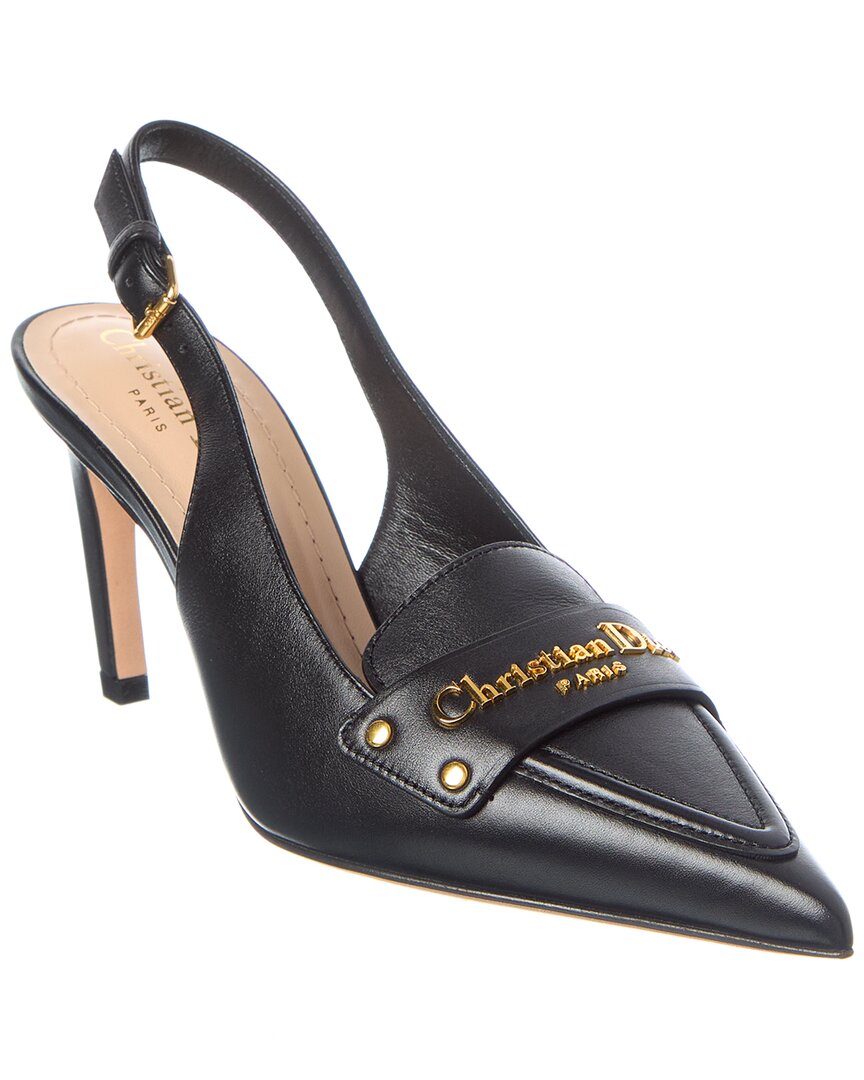 Dior Boy Leather Slingback Pump, 37, Black