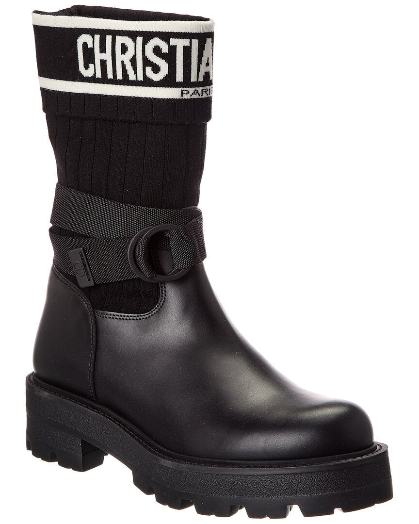 Dior D-Major Knit & Leather Boot