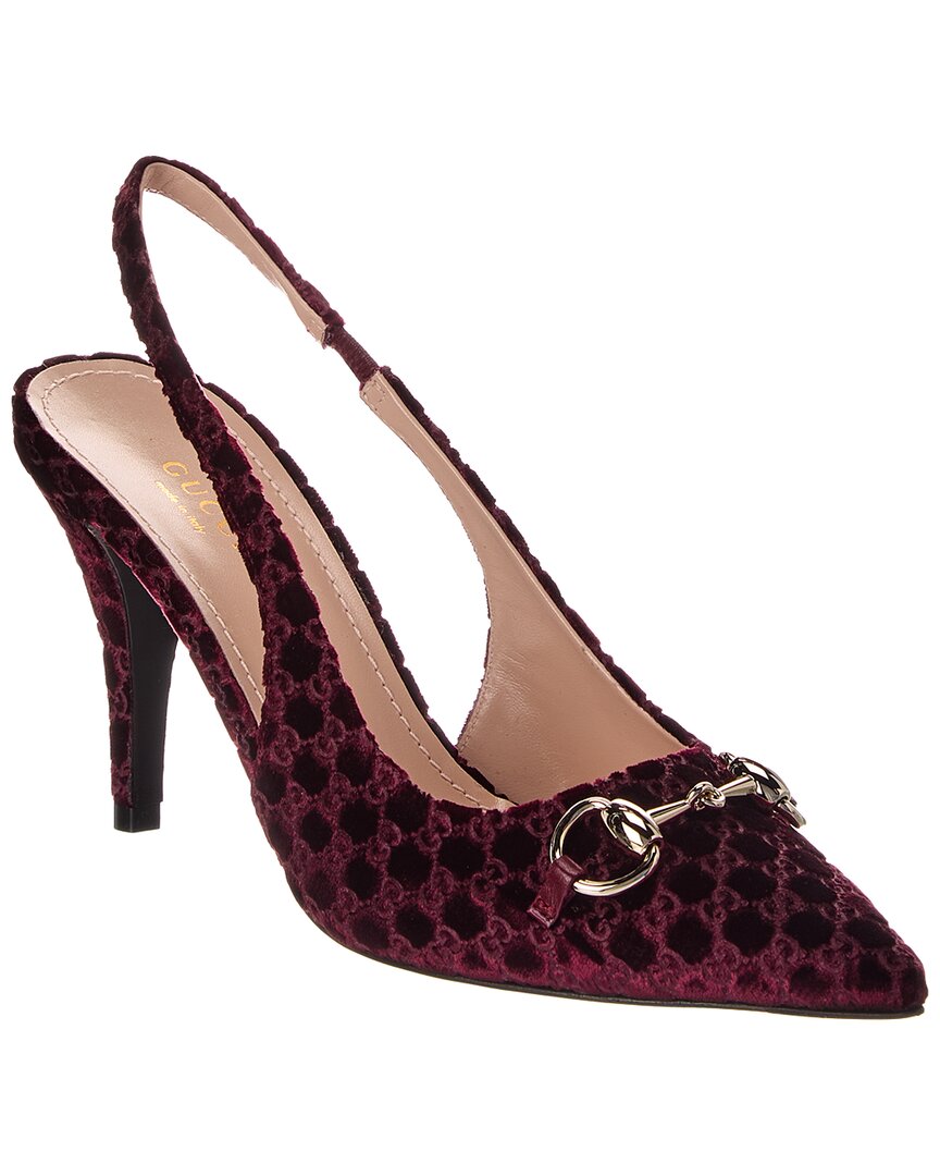 Gucci Horsebit Gg Velvet Slingback Pump