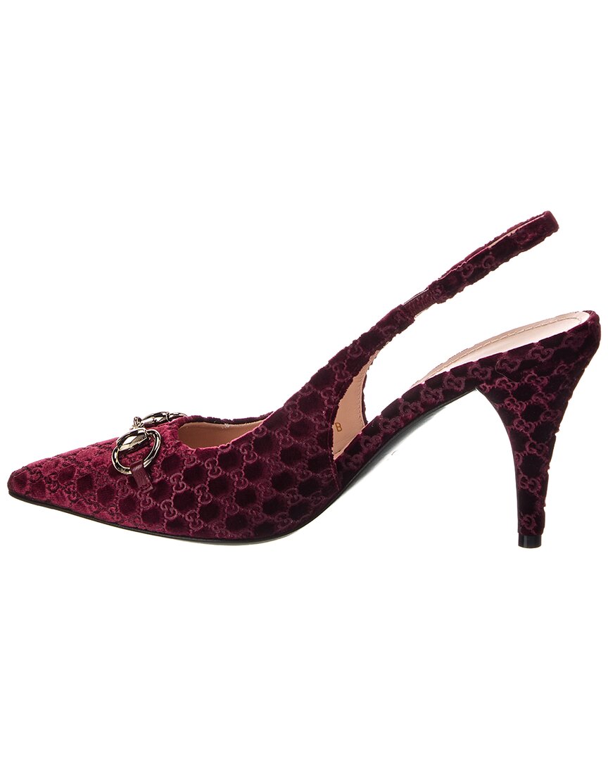 Gucci Horsebit Gg Velvet Slingback Pump