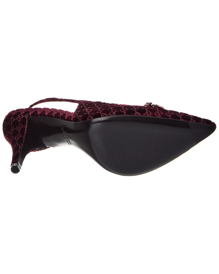 Gucci Horsebit Gg Velvet Slingback Pump