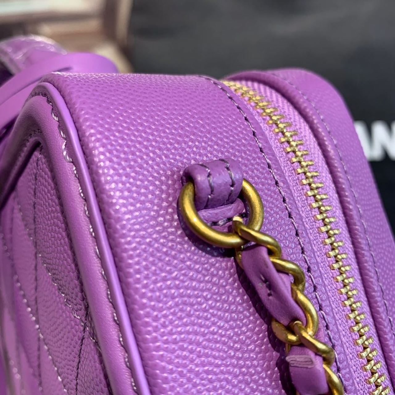 CHL Top QualityTop Qualityligree Vanity Case Bag 18cm Gold Toned Hardware Caviar Leather Spring/Summer Act 1 Collection, Purple
