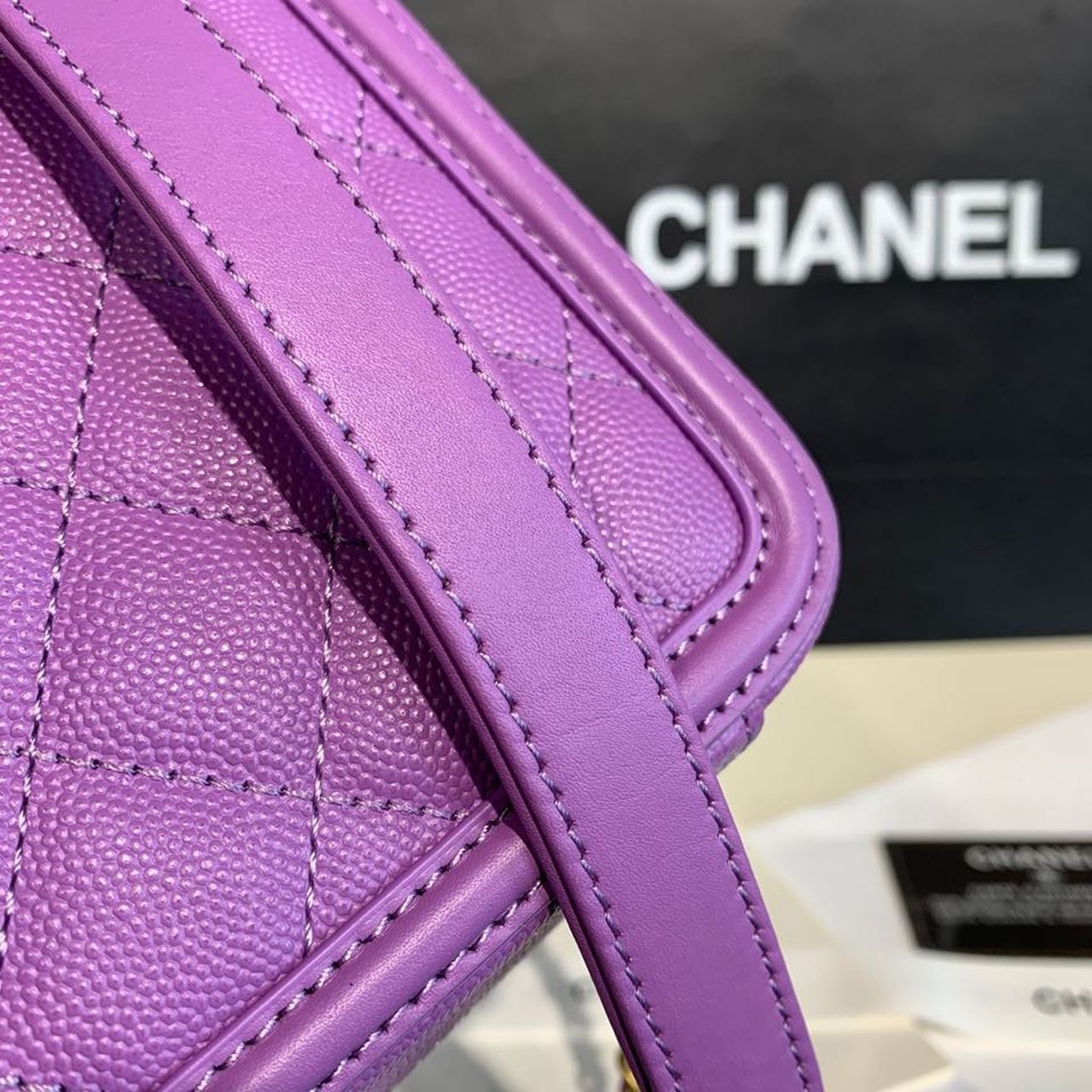 CHL Top QualityTop Qualityligree Vanity Case Bag 18cm Gold Toned Hardware Caviar Leather Spring/Summer Act 1 Collection, Purple