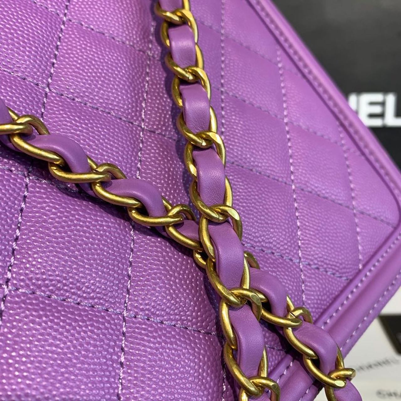 CHL Top QualityTop Qualityligree Vanity Case Bag 20cm Gold Toned Hardware Caviar Leather Spring/Summer Act 1 Collection, Purple