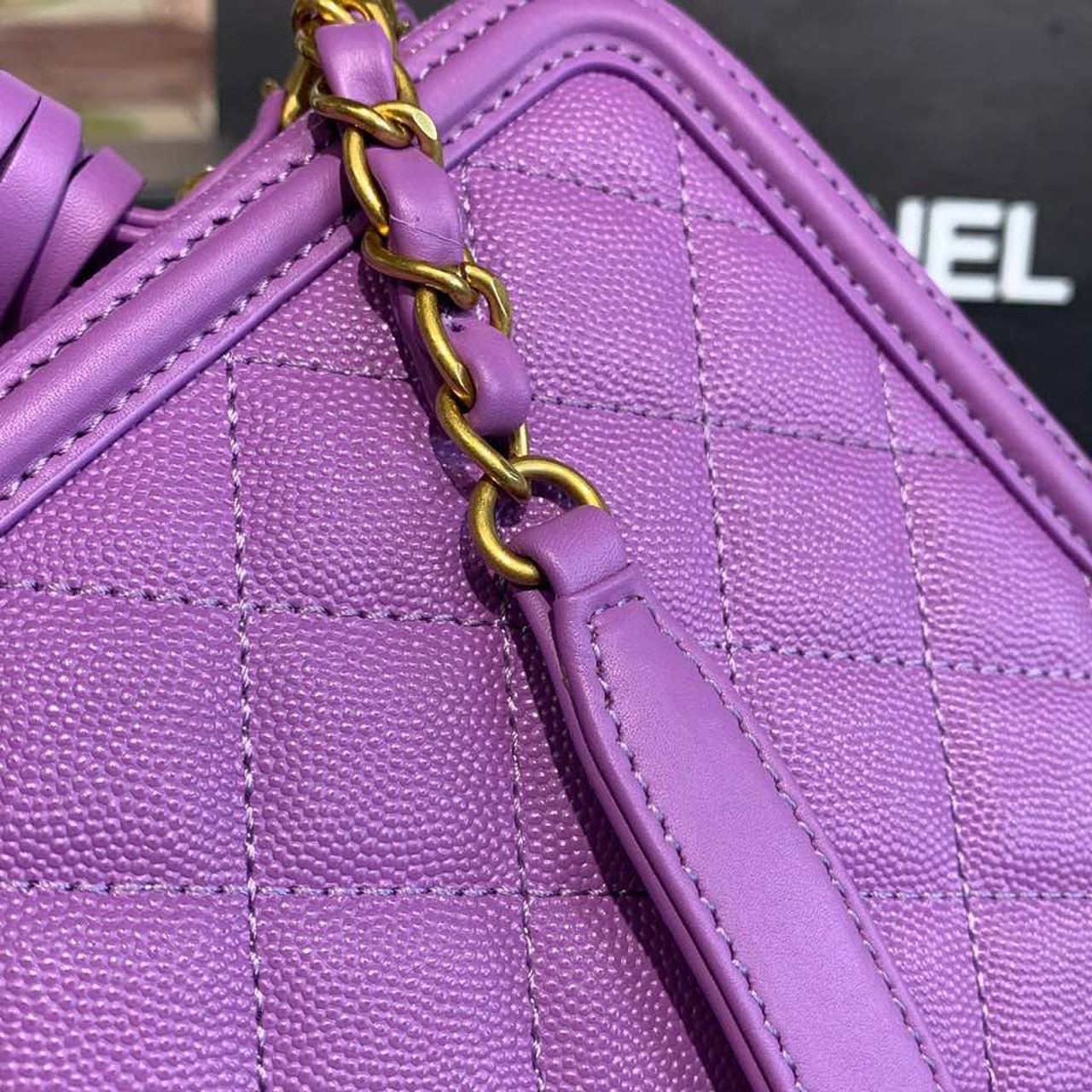 CHL Top QualityTop Qualityligree Vanity Case Bag 20cm Gold Toned Hardware Caviar Leather Spring/Summer Act 1 Collection, Purple