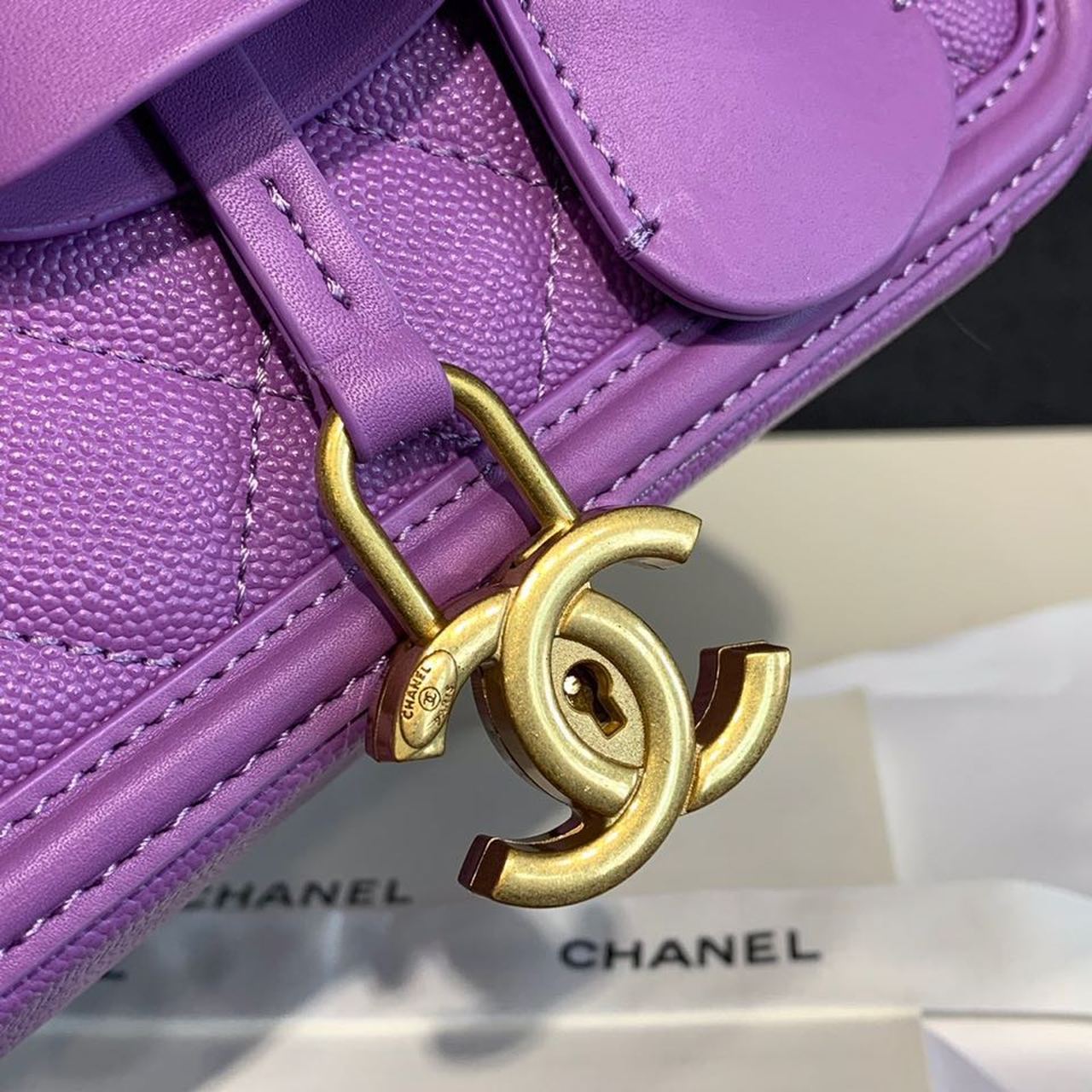 CHL Top QualityTop Qualityligree Vanity Case Bag 20cm Gold Toned Hardware Caviar Leather Spring/Summer Act 1 Collection, Purple