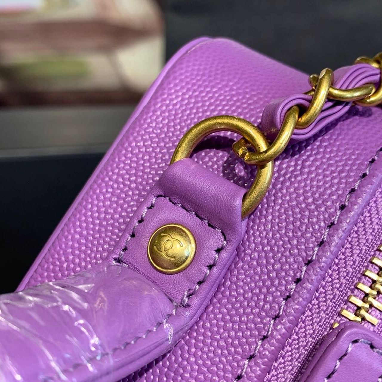 CHL Top QualityTop Qualityligree Vanity Case Bag 20cm Gold Toned Hardware Caviar Leather Spring/Summer Act 1 Collection, Purple