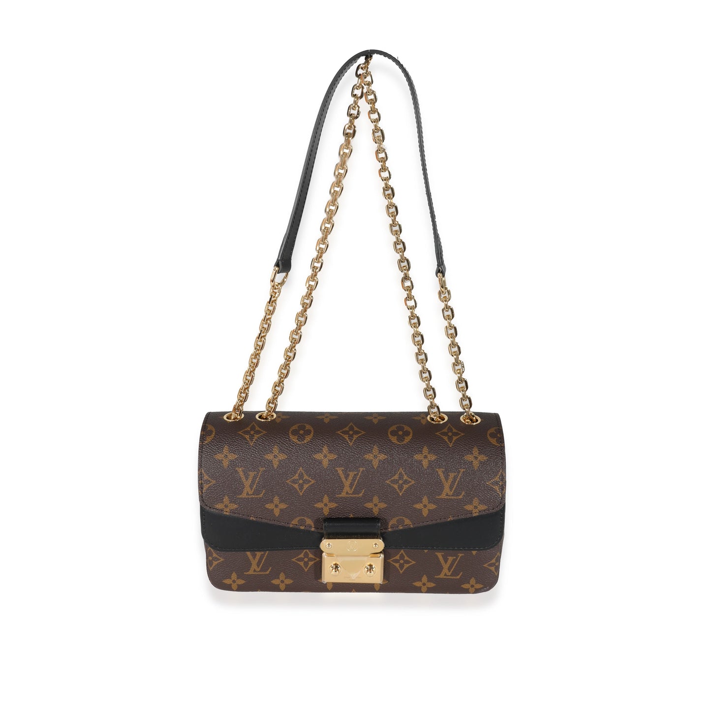 Louis Vuitton  Black Leather Monogram Canvas Marceau Bag