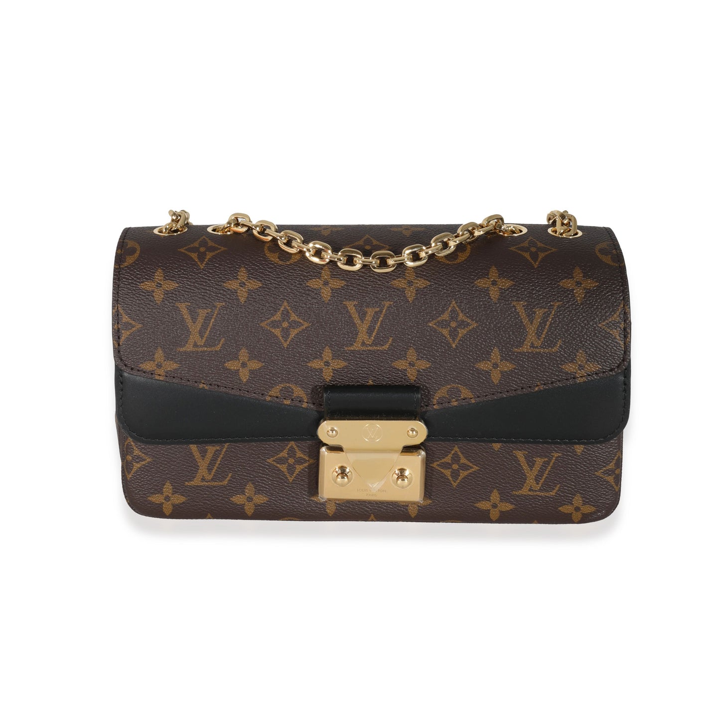 Louis Vuitton  Black Leather Monogram Canvas Marceau Bag