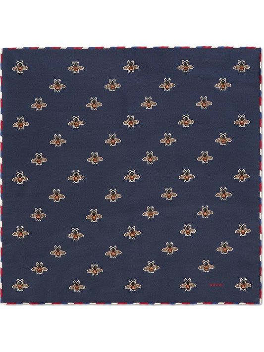 Gucci - Bees print silk pocket square - men - Silk - One Size - Blue