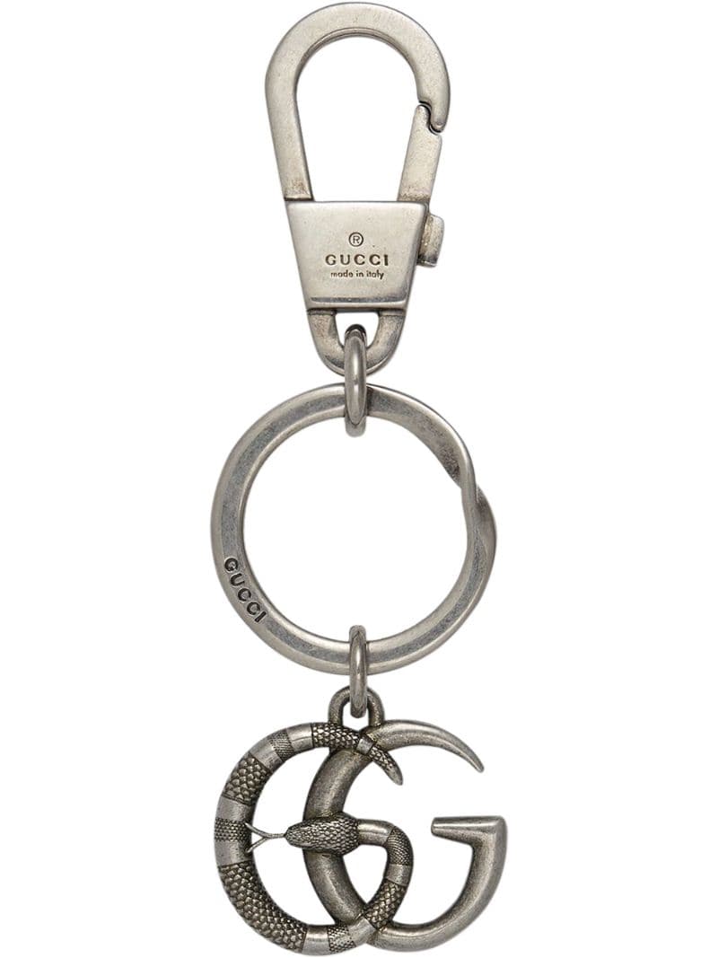 Gucci - Double G with snake keychain - men - Palladium - One Size - Metallic