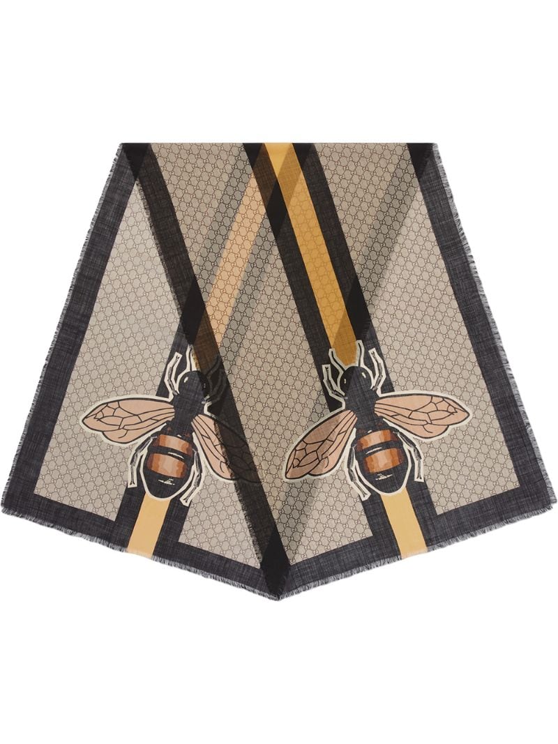 Gucci - Bee Web print wool stole - men - Wool - One Size - NEUTRALS