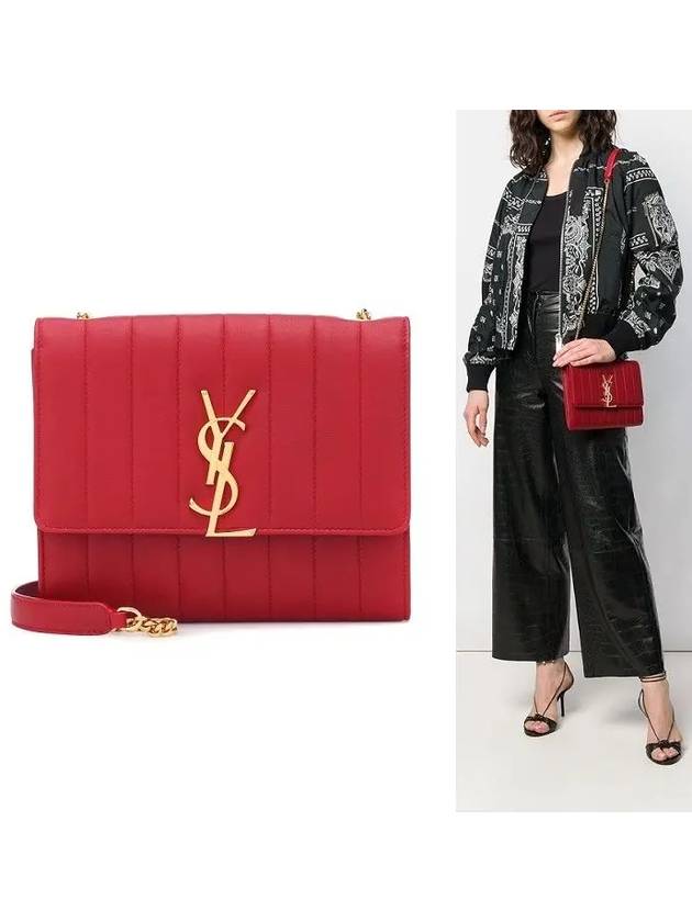 Luxury Saint Laurent Trending 2025 Monogram Vicky Mini Shoulder Bag Red