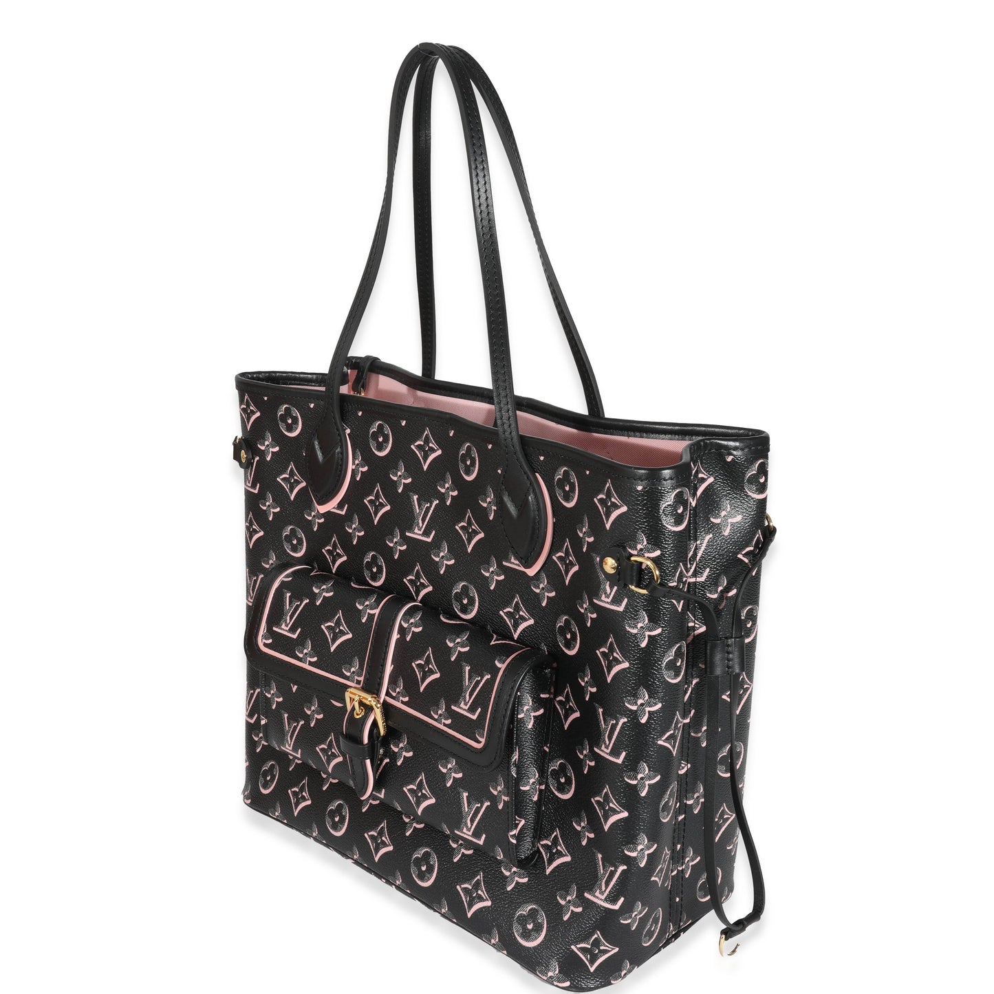Louis Vuitton  Black Pink Monogram Canvas Fall For You Neverfull MM