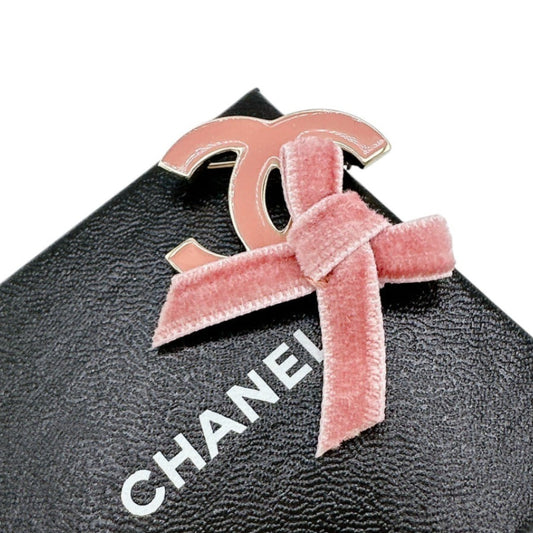 CHANEL Brooch others pink Brooch ribbon COCO Mark Women