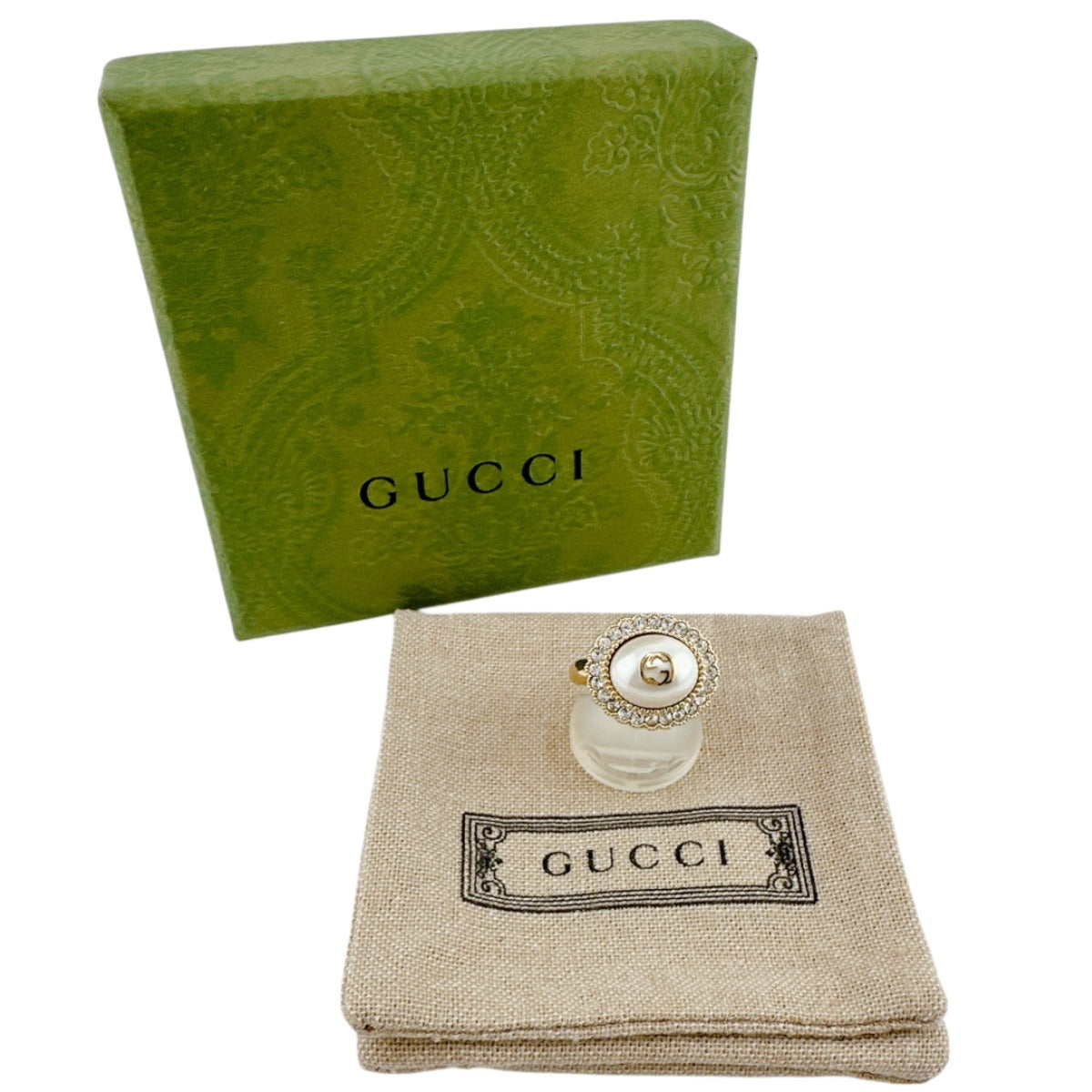 GUCCI Ring metal gold Chain effect ring GG S size Flower ring Women