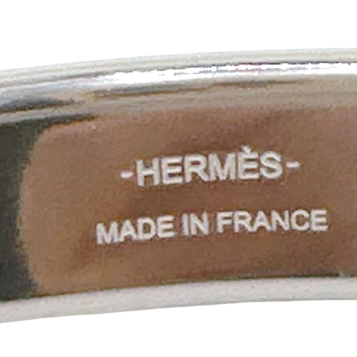 HERMES Bangle metal Silver bracelet Leather Scarlet Fan Olympe unisex(Unisex)  d