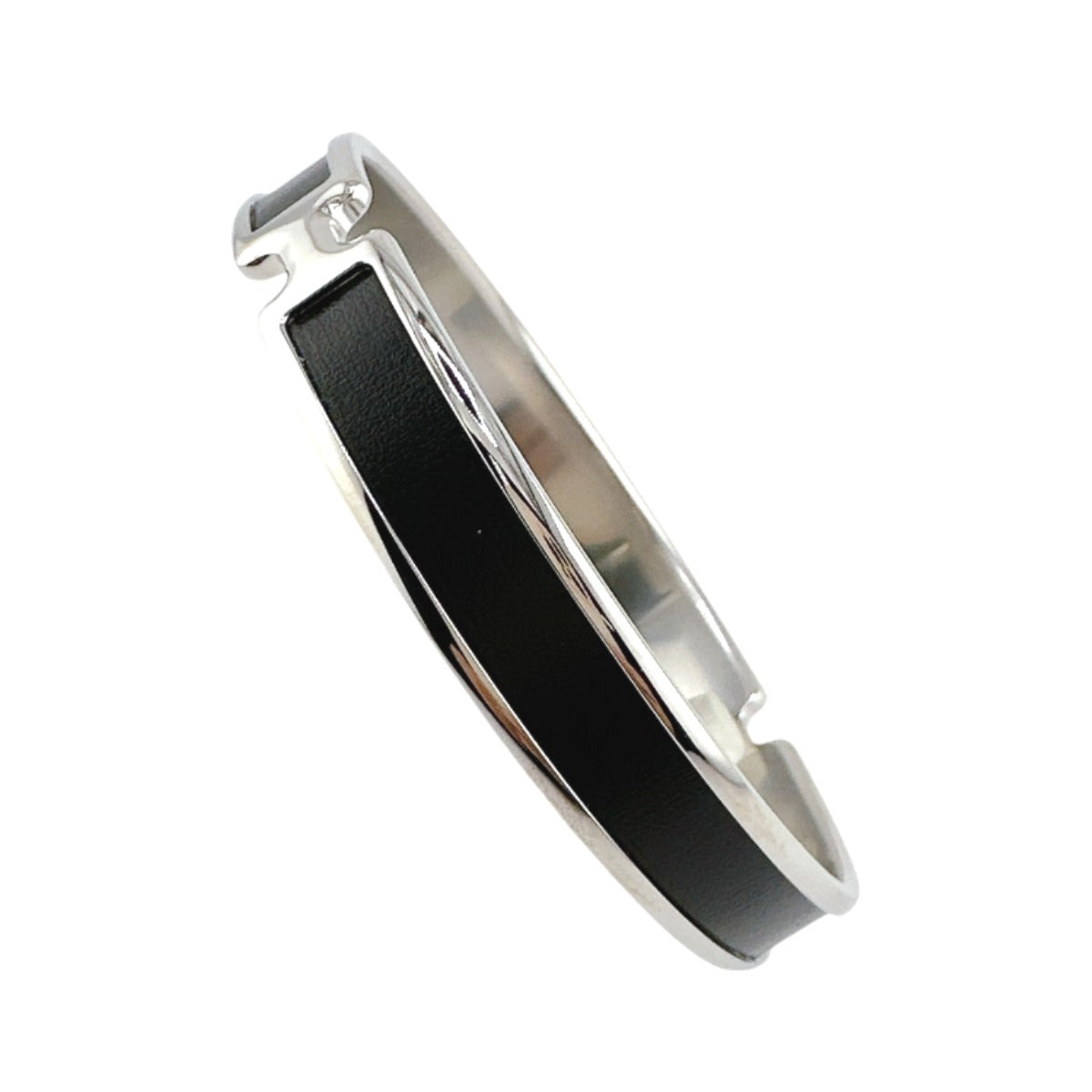 HERMES Bangle metal Silver bracelet Leather Scarlet Fan Olympe unisex(Unisex)  d