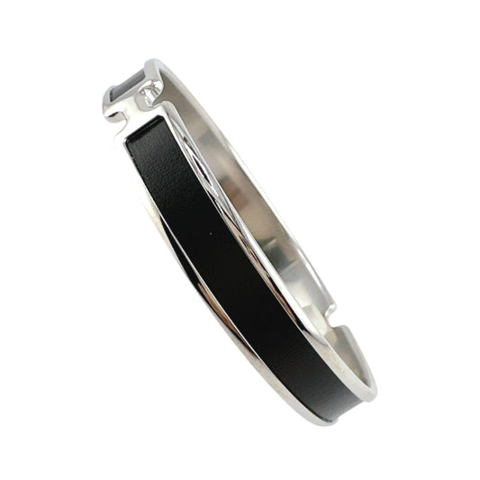 HERMES Bangle metal Silver bracelet Leather Scarlet Fan Olympe unisex(Unisex)  d