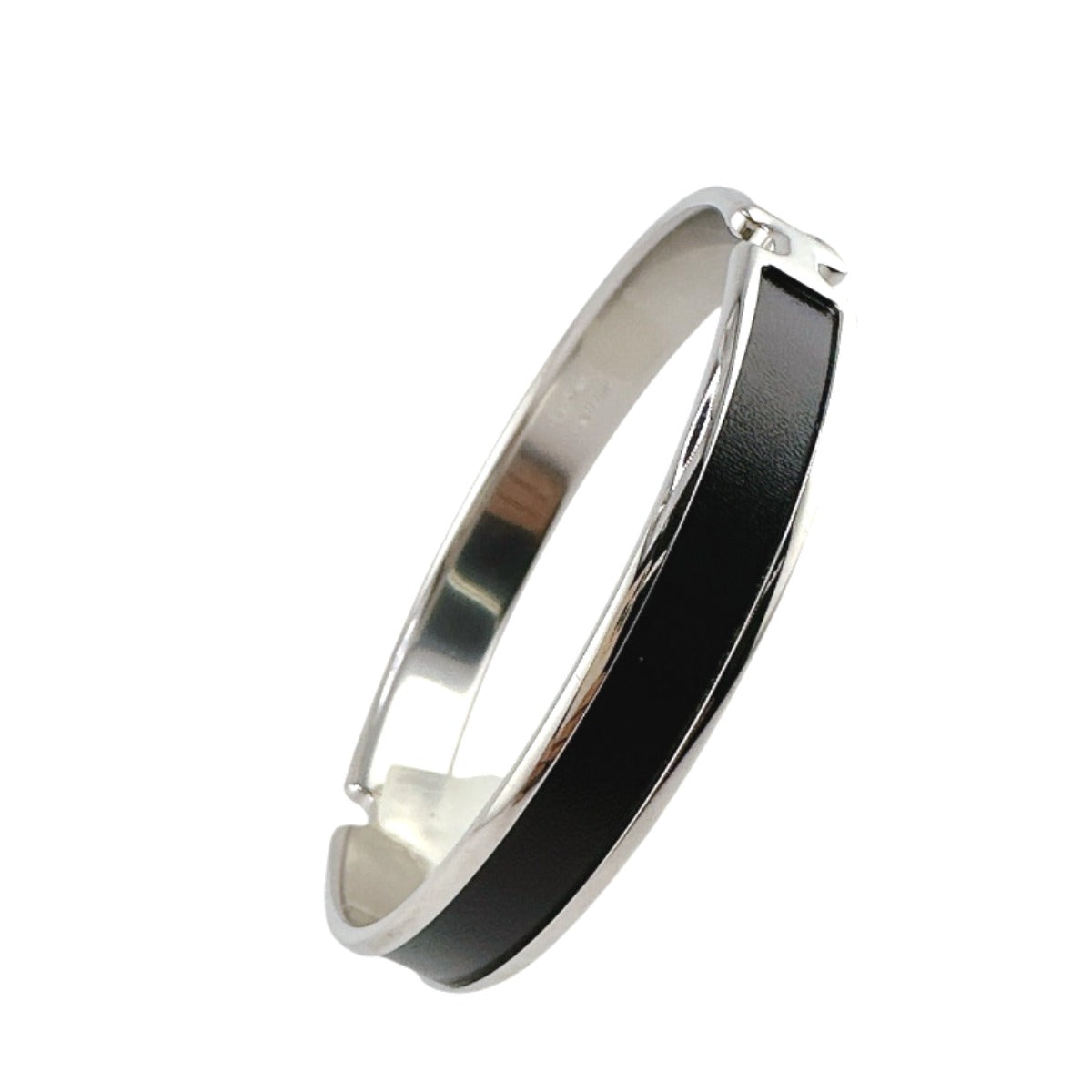 HERMES Bangle metal Silver bracelet Leather Scarlet Fan Olympe unisex(Unisex)  d