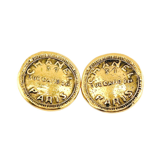 CHANEL Earring Gold Plated gold   Circle logo Cambon Women