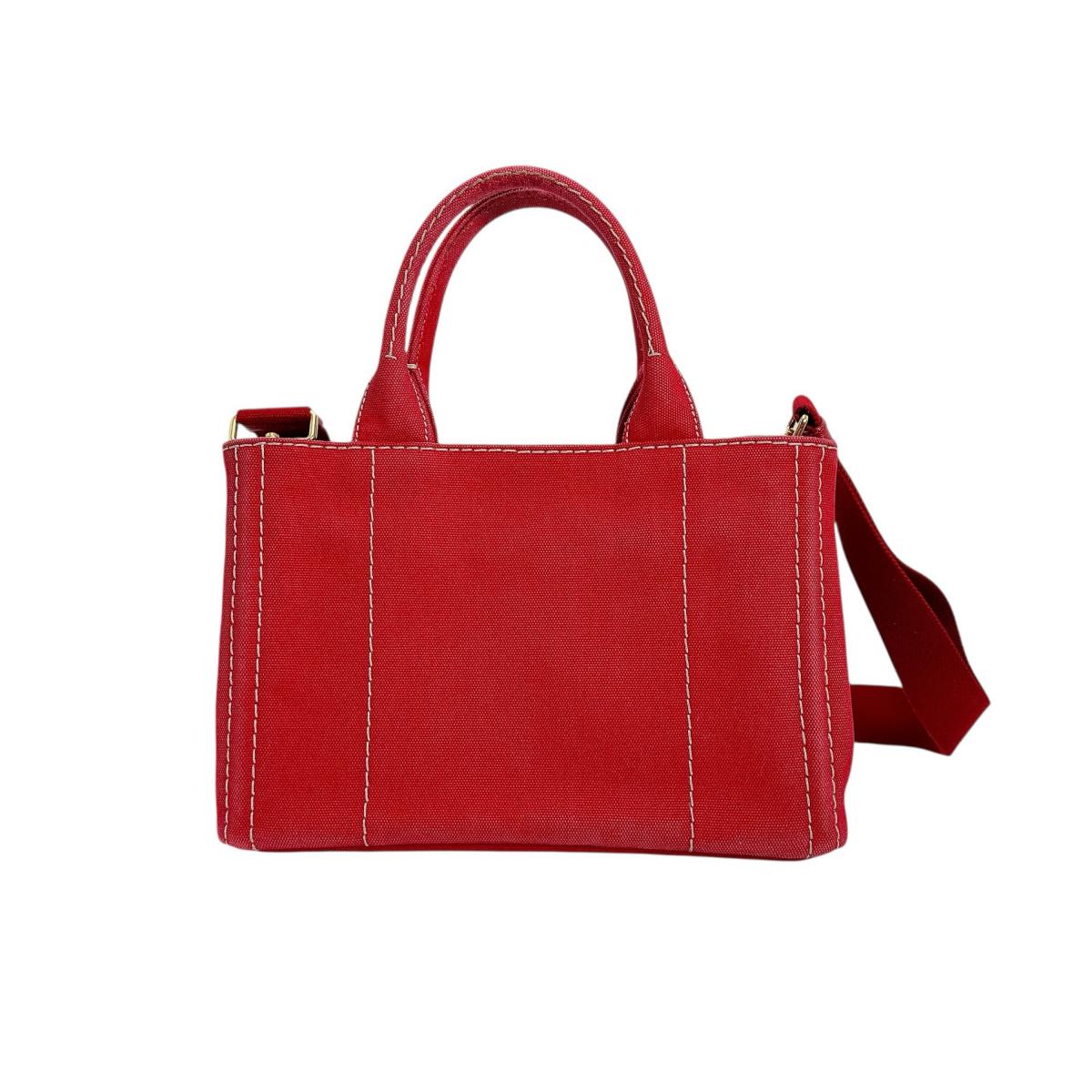 PRADA Tote Bag BN2439 canvas Red 2way mini Canapa Women
