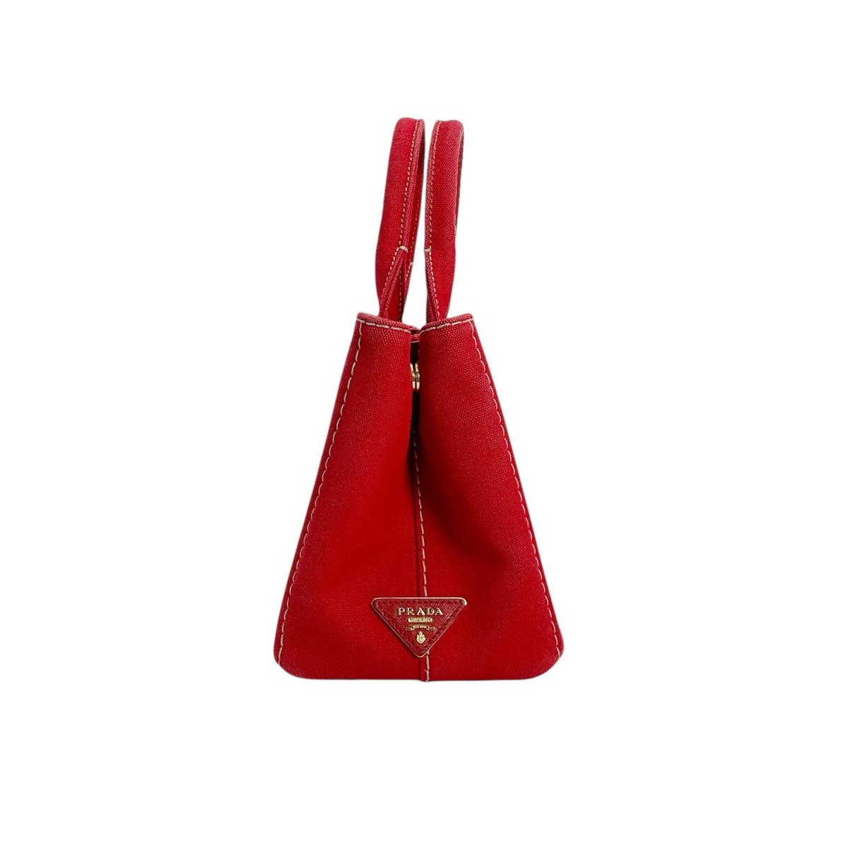 PRADA Tote Bag BN2439 canvas Red 2way mini Canapa Women