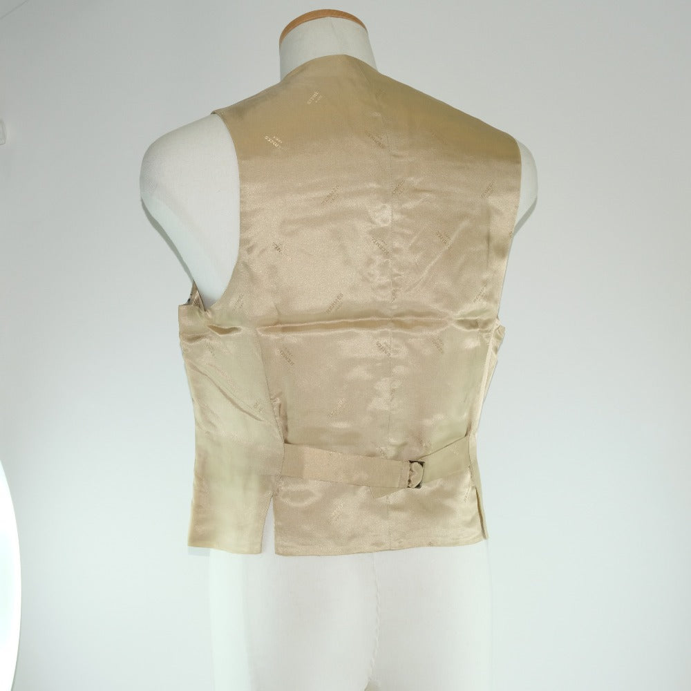 HERMES Best Linen, Rayon beige stripe Gillet mens 48  d