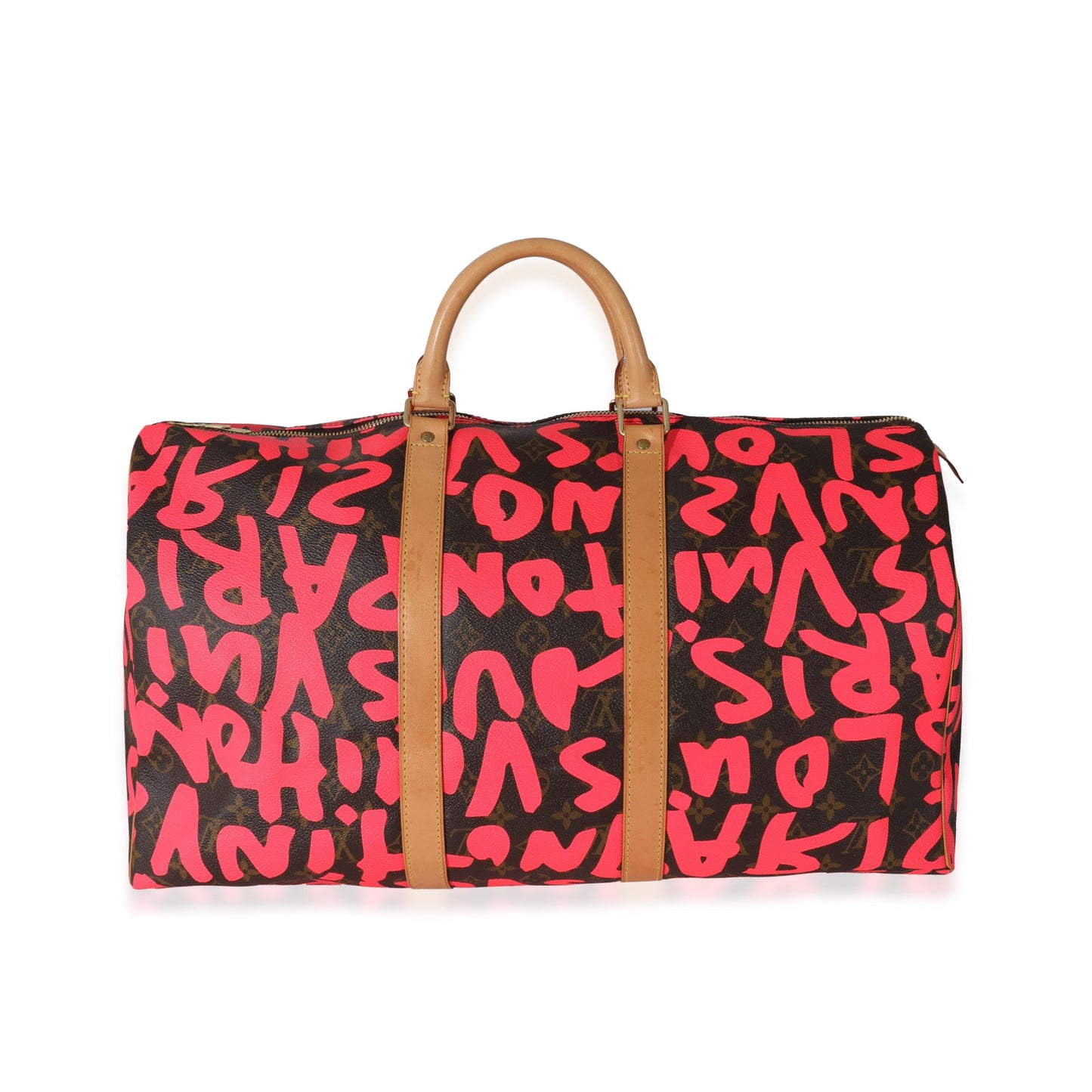 Louis Vuitton  x Stephen Spro  Pink Monogram Graffiti Keepall 50