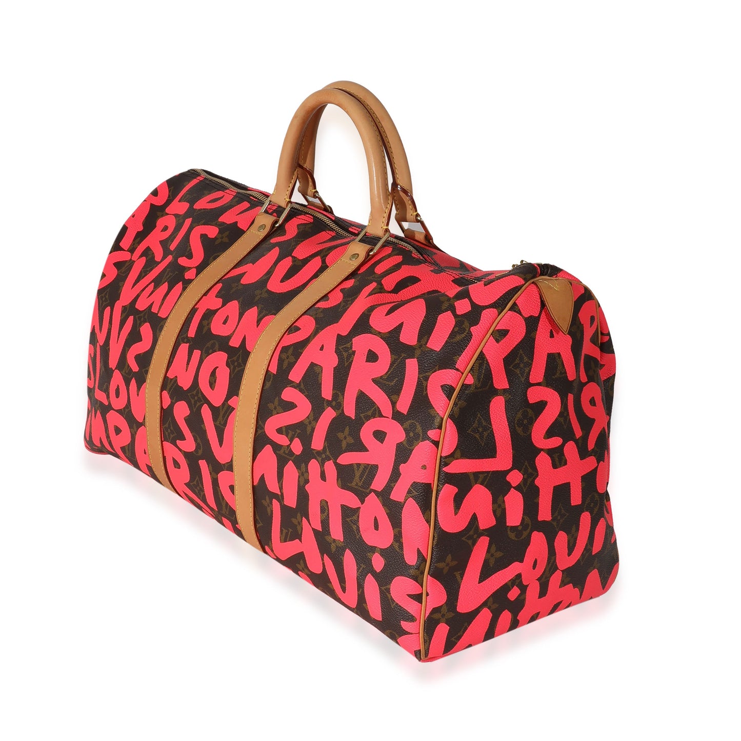 Louis Vuitton  x Stephen Spro  Pink Monogram Graffiti Keepall 50