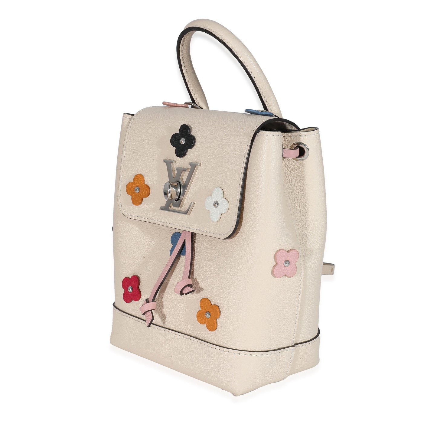 Louis Vuitton  Creme Calfskin Mechanical Flower Lockme Mini Backpack