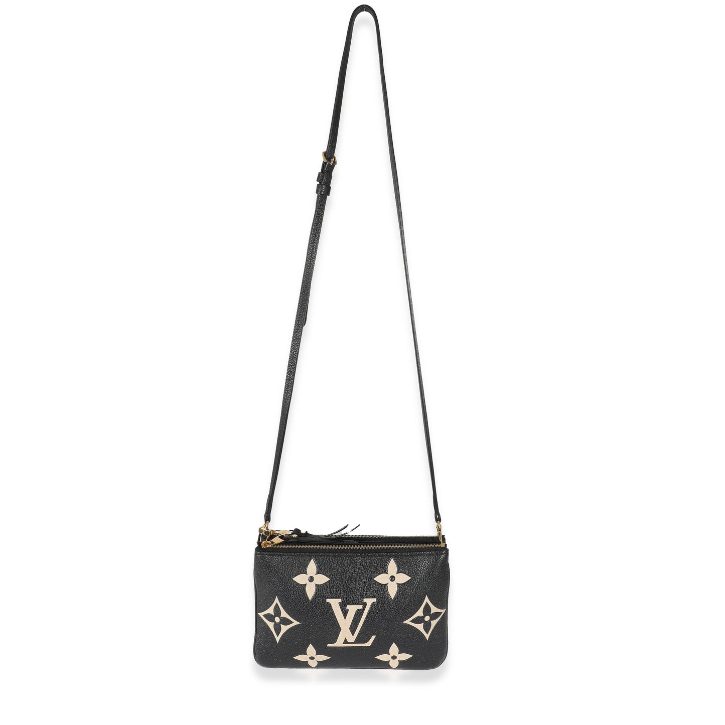 Louis Vuitton  Black Beige Monogram Empreinte Double Zip Pochette
