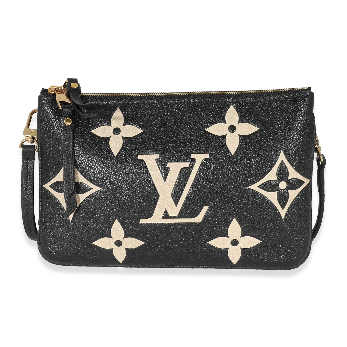 Louis Vuitton  Black Beige Monogram Empreinte Double Zip Pochette