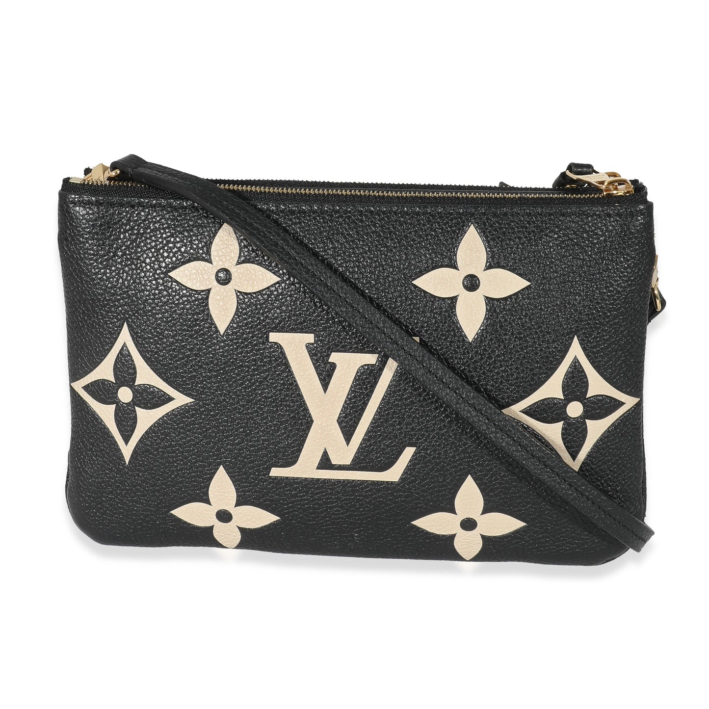 Louis Vuitton  Black Beige Monogram Empreinte Double Zip Pochette