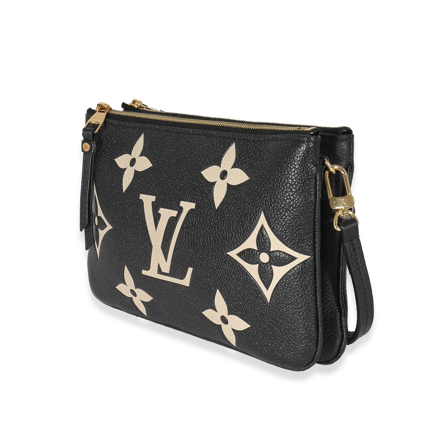 Louis Vuitton  Black Beige Monogram Empreinte Double Zip Pochette
