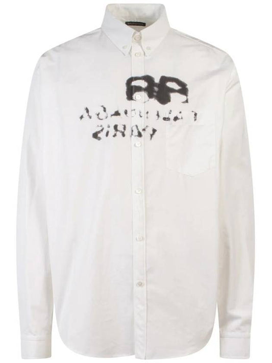 Luxury Balenciaga Trending 2025 Hand Drawn BB Overfit Long Sleeve Shirt White