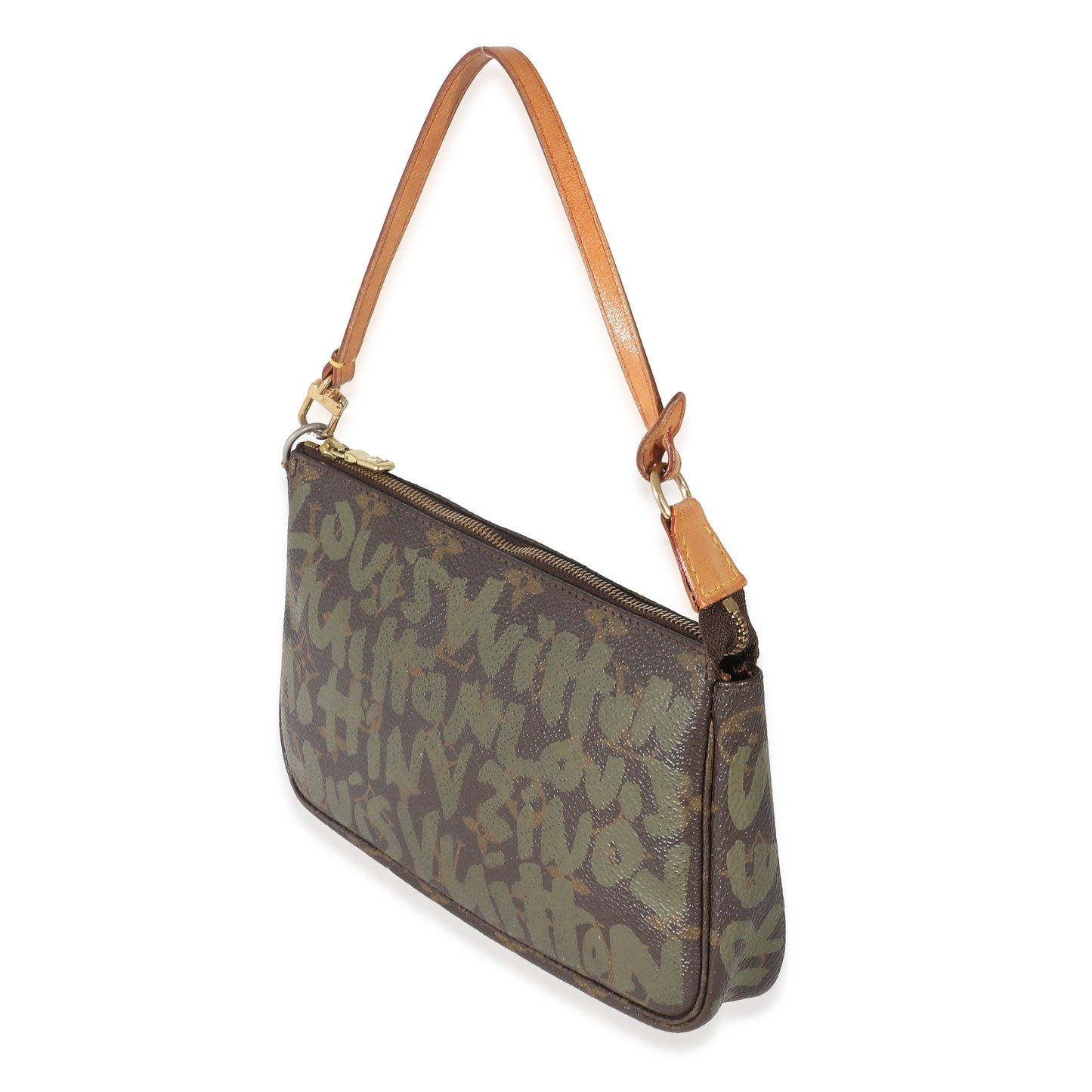 Louis Vuitton  x Stephen Spro  Kaki Monogram Graffiti Canvas Pochette Accessoir