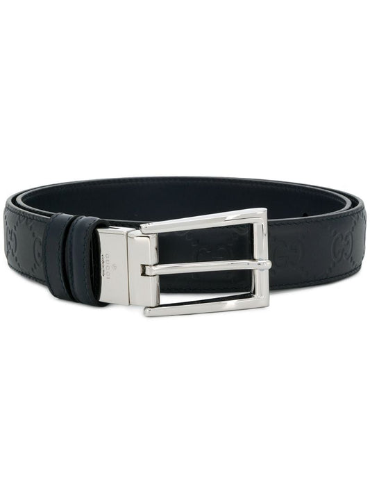 Gucci - embossed logo belt - men - Calf Leather - 105, 110 - Blue