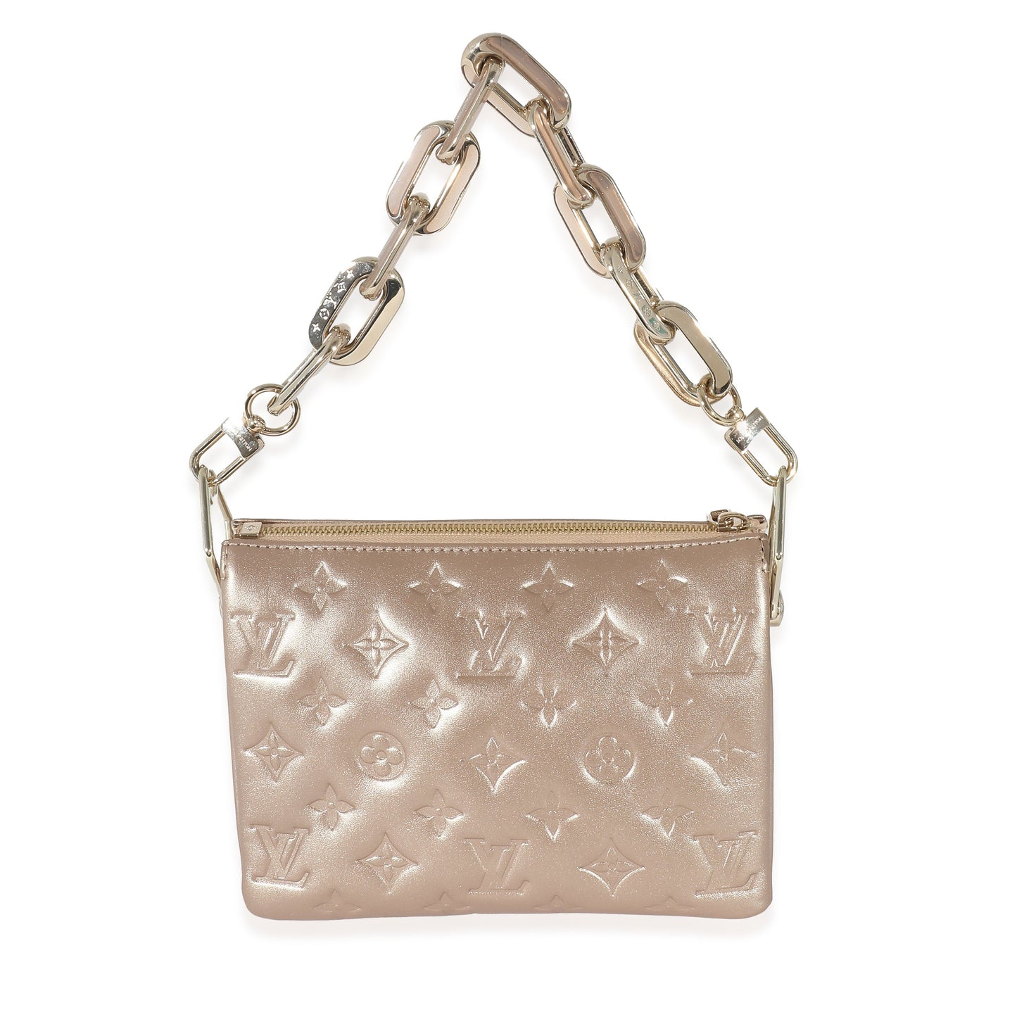 Louis Vuitton  Light Gold Monogram Embossed Puffy Lambskin Coussin BB