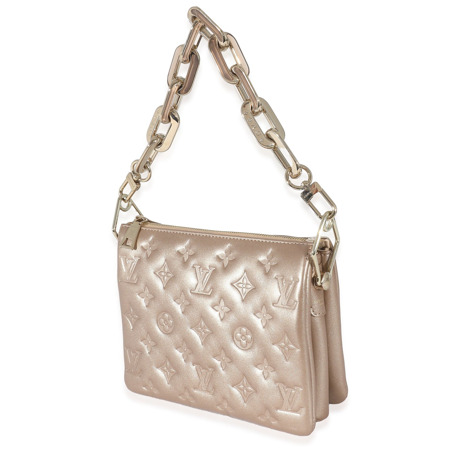 Louis Vuitton  Light Gold Monogram Embossed Puffy Lambskin Coussin BB
