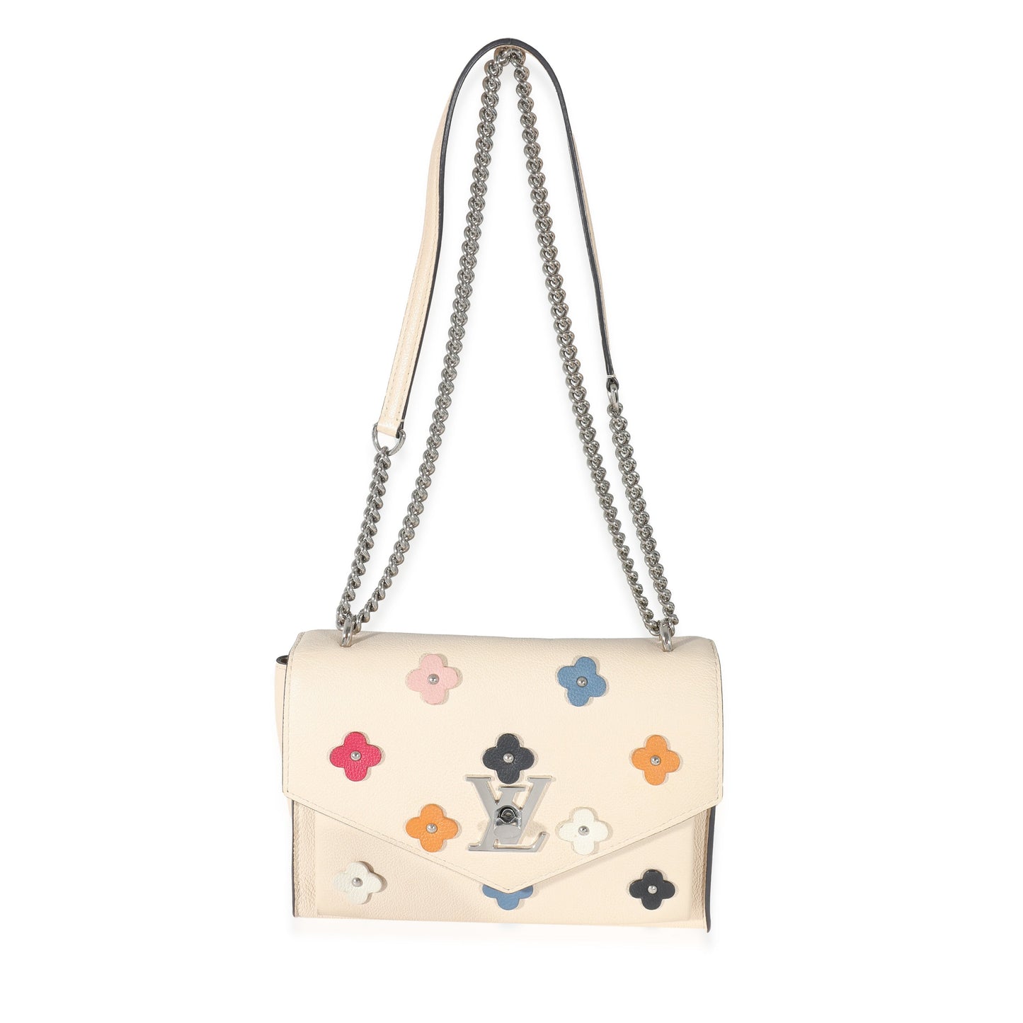 Louis Vuitton  White Leather Mylockme Fleurs BB