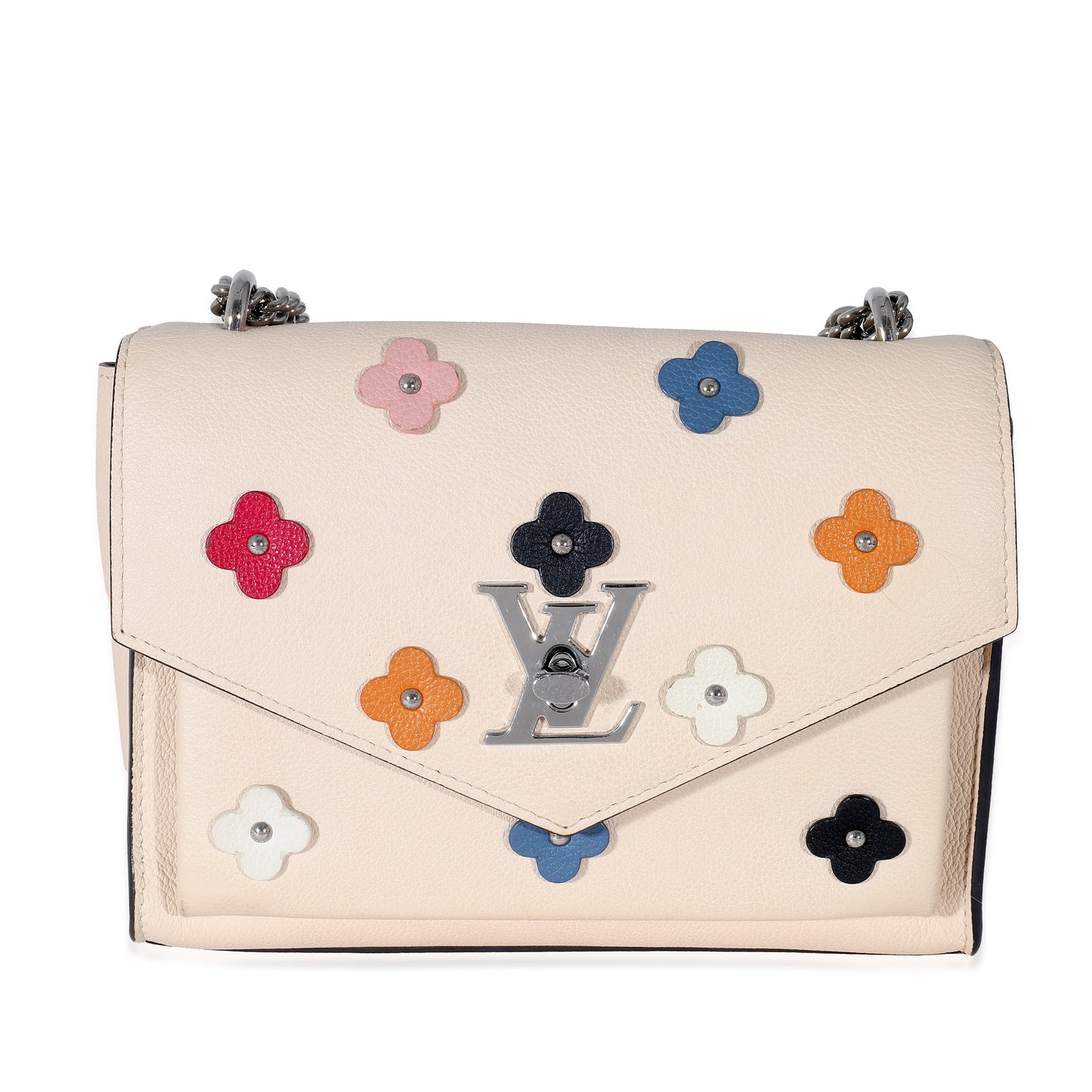 Louis Vuitton  White Leather Mylockme Fleurs BB