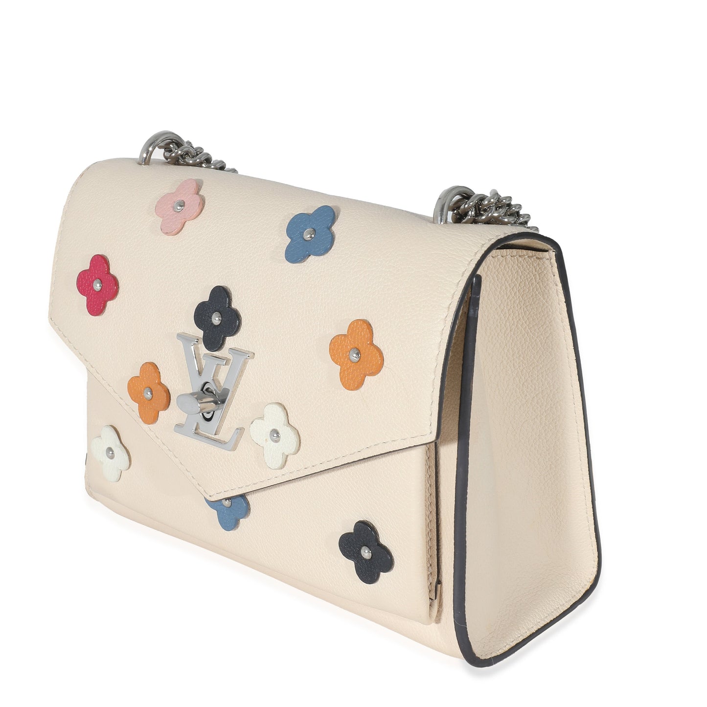 Louis Vuitton  White Leather Mylockme Fleurs BB