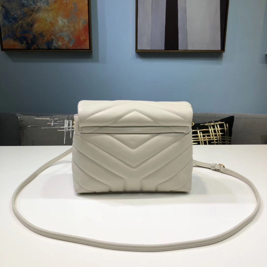 Top Quality Loulou Mini Shoulder Bag White For Women 7in/18cm YSL