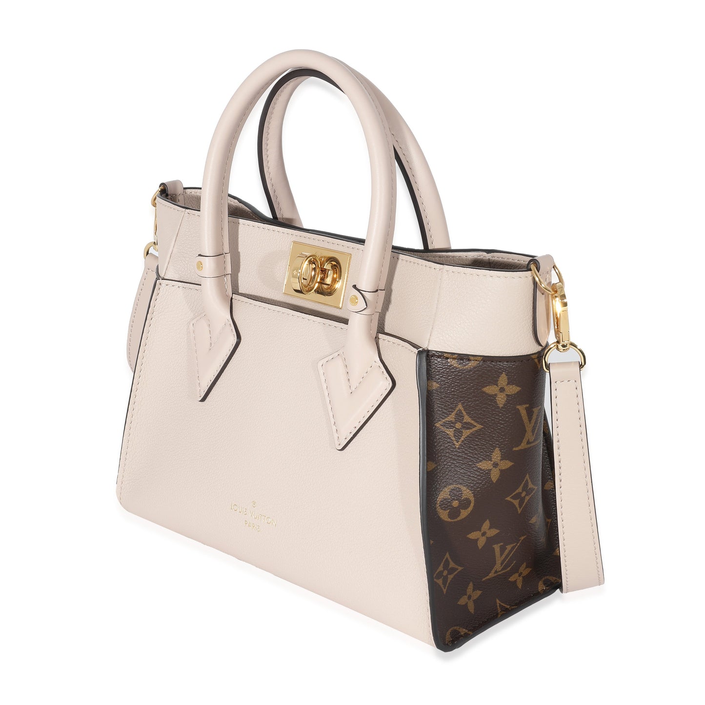 Louis Vuitton  Greige Leather Monogram Canvas On My Side PM