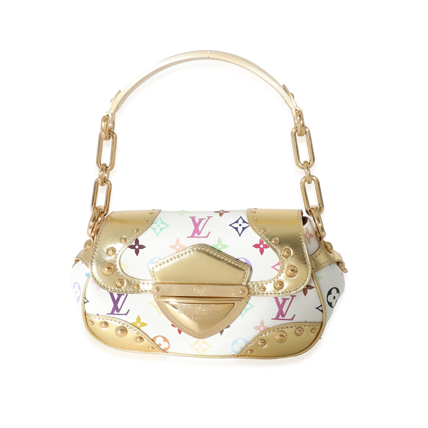 Louis Vuitton  White Multicolor Monogram Canvas Gold Marilyn