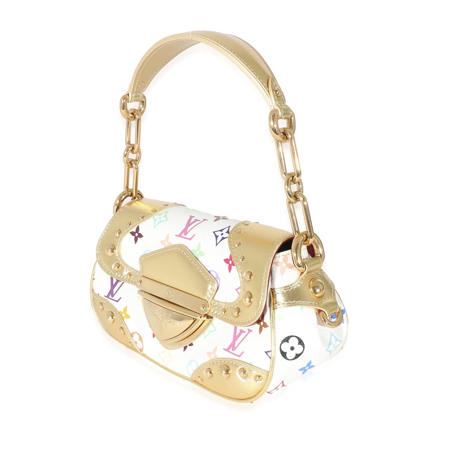 Louis Vuitton  White Multicolor Monogram Canvas Gold Marilyn